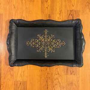 Southern Living at Home Black Florentine Tray with Gold Accents